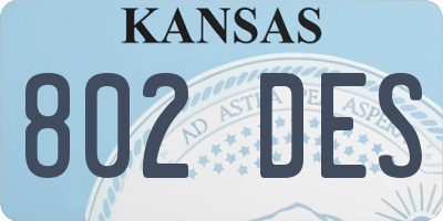 KS license plate 802DES