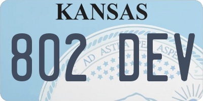 KS license plate 802DEV