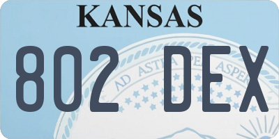 KS license plate 802DEX