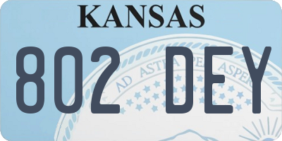 KS license plate 802DEY