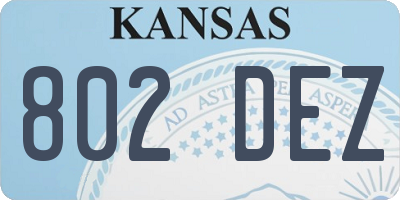 KS license plate 802DEZ