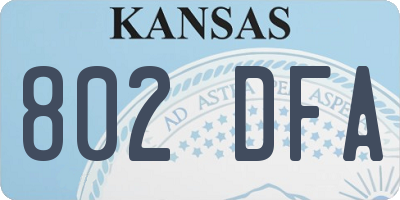 KS license plate 802DFA