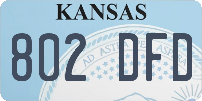 KS license plate 802DFD