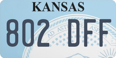 KS license plate 802DFF