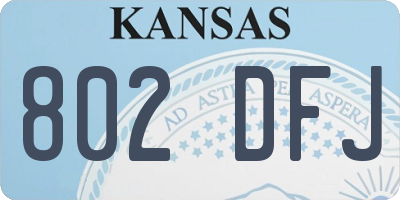 KS license plate 802DFJ