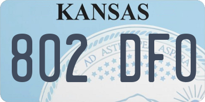 KS license plate 802DFO