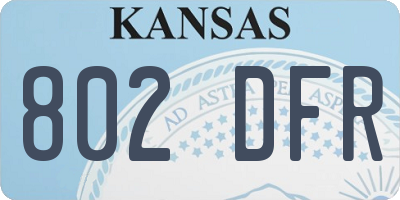 KS license plate 802DFR
