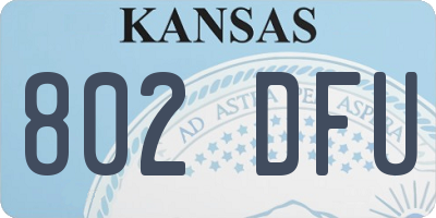 KS license plate 802DFU