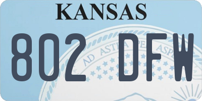 KS license plate 802DFW