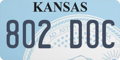 KS license plate 802DOC