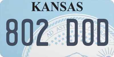 KS license plate 802DOD