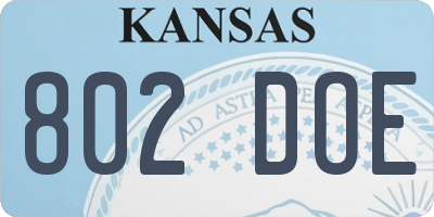 KS license plate 802DOE