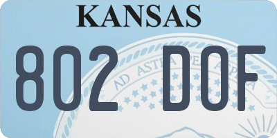 KS license plate 802DOF