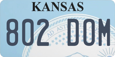 KS license plate 802DOM