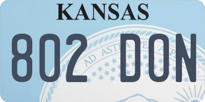 KS license plate 802DON