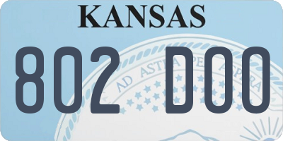 KS license plate 802DOO