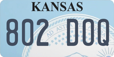 KS license plate 802DOQ