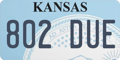 KS license plate 802DUE