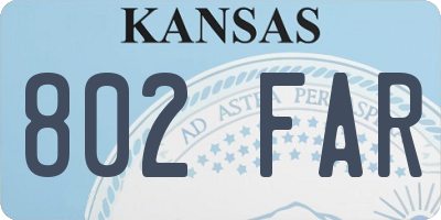 KS license plate 802FAR