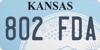 KS license plate 802FDA