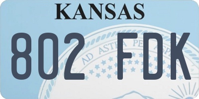 KS license plate 802FDK