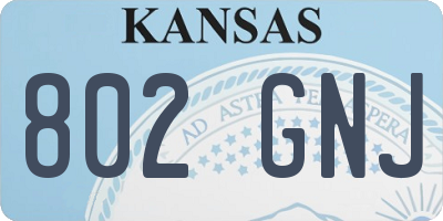 KS license plate 802GNJ