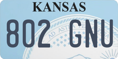 KS license plate 802GNU