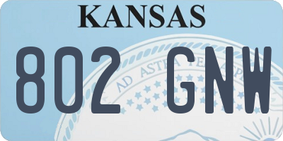 KS license plate 802GNW