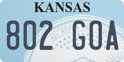 KS license plate 802GOA