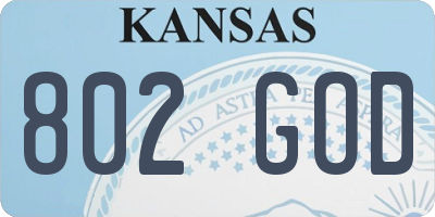 KS license plate 802GOD