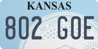 KS license plate 802GOE