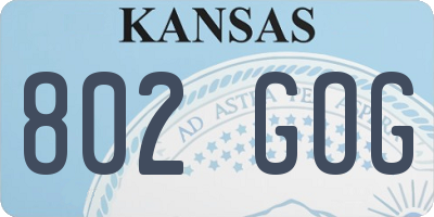 KS license plate 802GOG