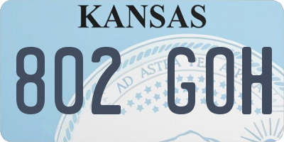 KS license plate 802GOH