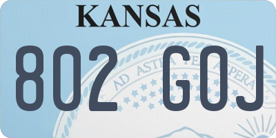 KS license plate 802GOJ