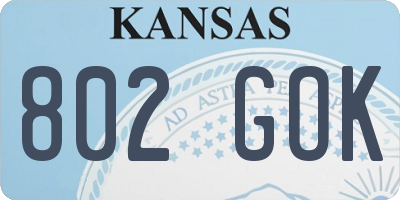 KS license plate 802GOK