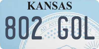 KS license plate 802GOL