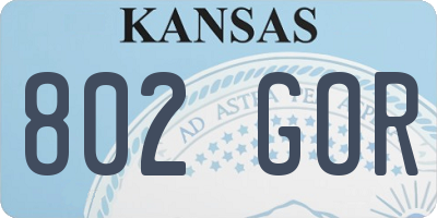 KS license plate 802GOR