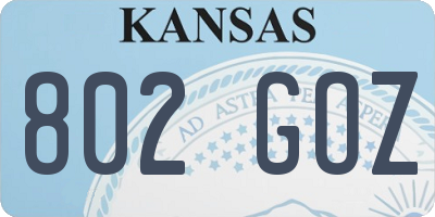 KS license plate 802GOZ