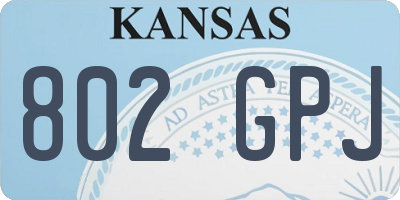 KS license plate 802GPJ