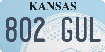 KS license plate 802GUL