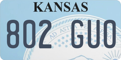 KS license plate 802GUO