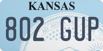 KS license plate 802GUP