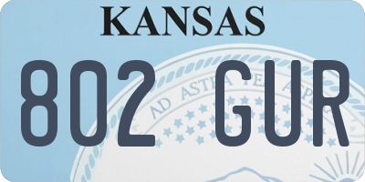 KS license plate 802GUR