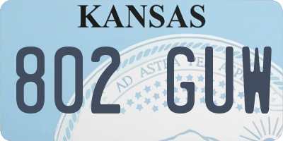 KS license plate 802GUW