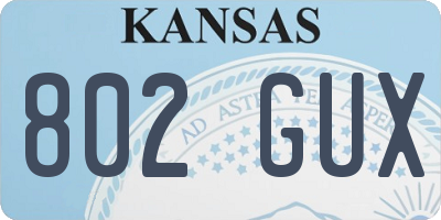 KS license plate 802GUX