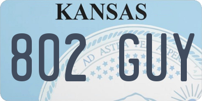 KS license plate 802GUY