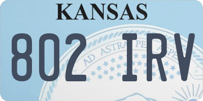 KS license plate 802IRV