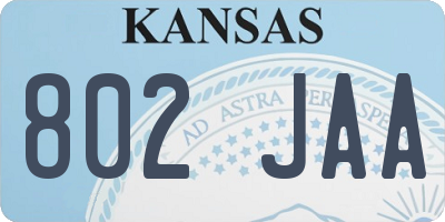 KS license plate 802JAA