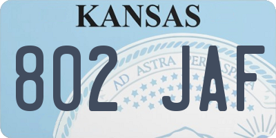 KS license plate 802JAF