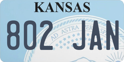 KS license plate 802JAN